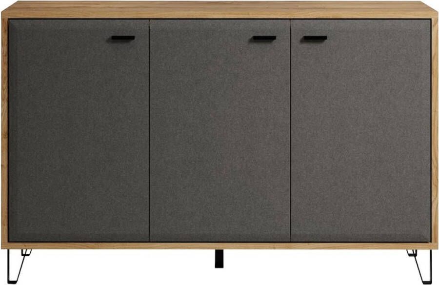 Rootz Living Rootz Dressoir Buffetkast Opbergmeubel Dressoir Console Meubelstandaard Dressoir Vilt Donkergrijs Eiken Navarra 146x90x42 cm