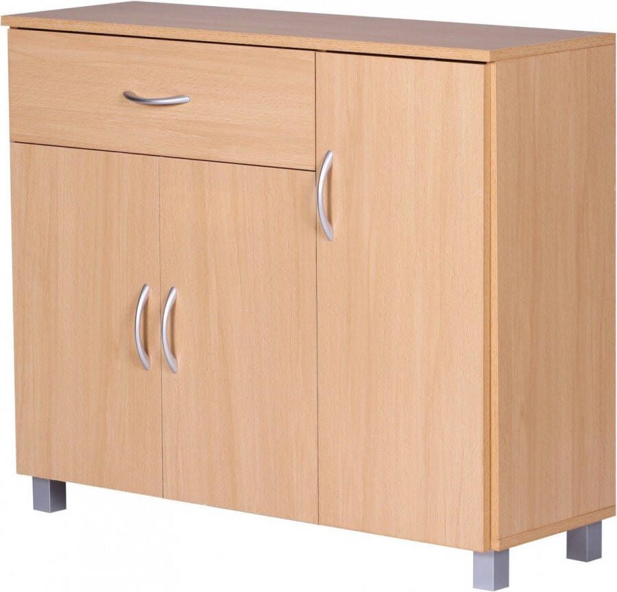 Rootz Living Rootz Dressoir Halkast Ladekast Beukenhout Hout Bruin Wit