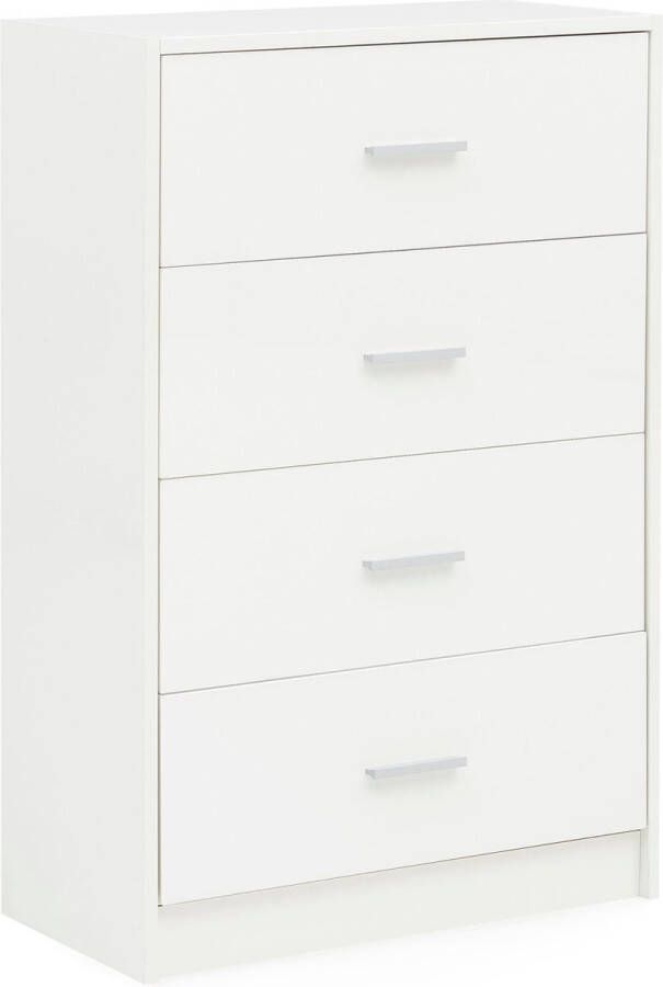 Rootz Living Rootz Design Dressoir Wit Hoogglans 60x90x30 cm Dressoir Hout Modern Smalle ladekast Eetkamer Kleine alleskast hal Linnen commode slaapkamer