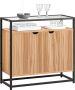 Rootz Living Rootz Dressoir met Glazen Blad en 2 Deuren Hal Console Tafel Keuken Eetkamer Woonkamer Opbergkast Kast Dressoir - Thumbnail 1