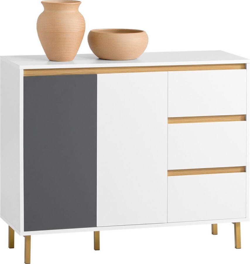 Rootz Living Rootz Dressoir Opbergkast Kast Slaapkamer Ladekast B97 × D34 × H80cm