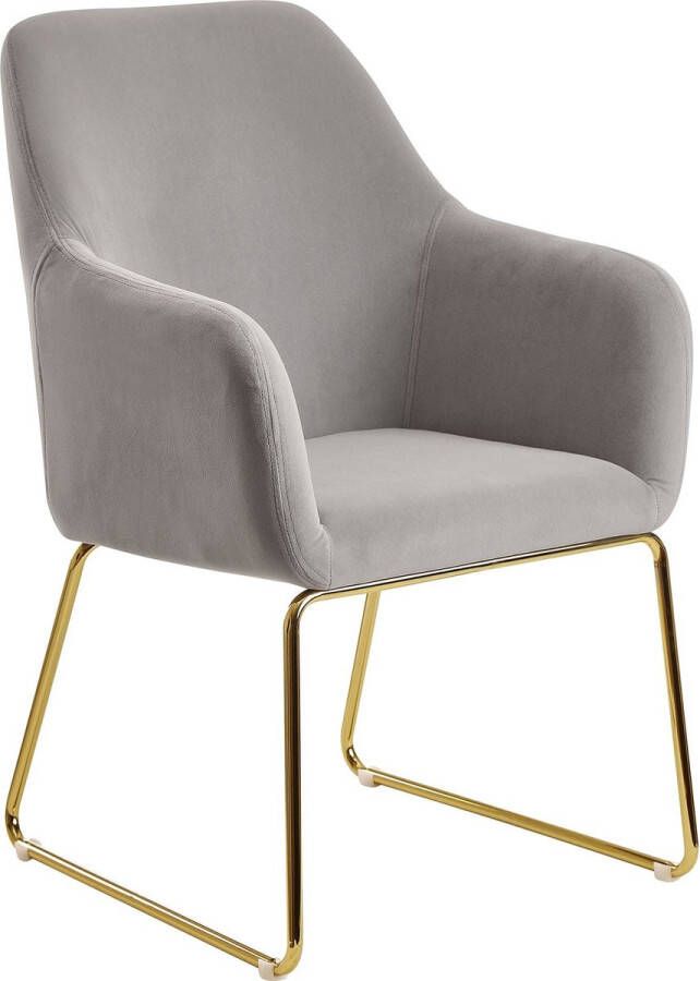 Rootz Living Rootz Eetkamerstoel Keukenstoel Stoel Fauteuil Velvet Metaal Lichtgrijs Donkergrijs Goud Gestoffeerd