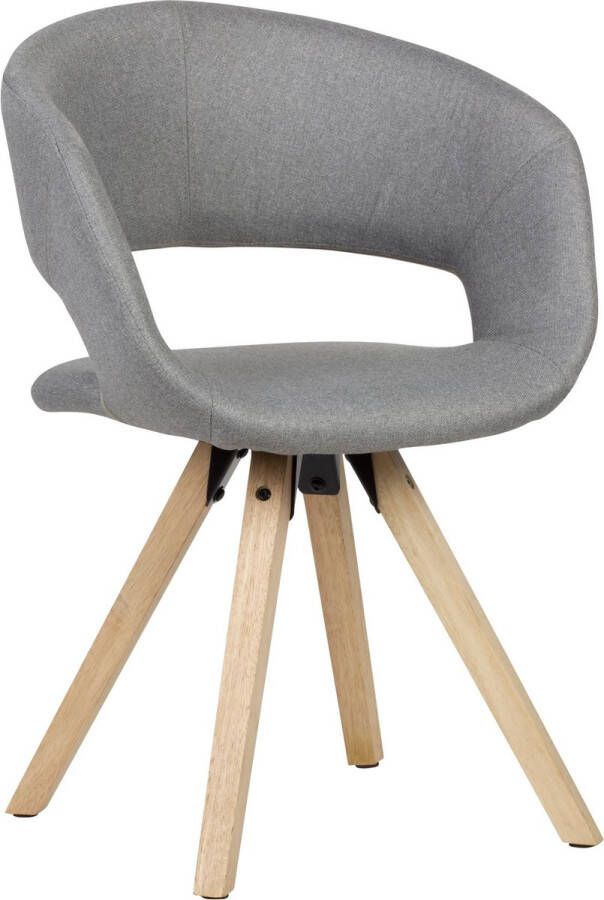 Rootz Living Rootz dining lichtgrijze stof massief hout retro Keukenstoel met rugleuning Stoel met houten poten Gestoffeerde stoel draagvermogen 110 kg