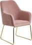 Rootz Living Rootz dining keukenstoel fluweel roze met gouden poten Schelp stoel stof metaal Design gestoffeerde stoel eetkamer Gestoffeerde stoel - Thumbnail 2