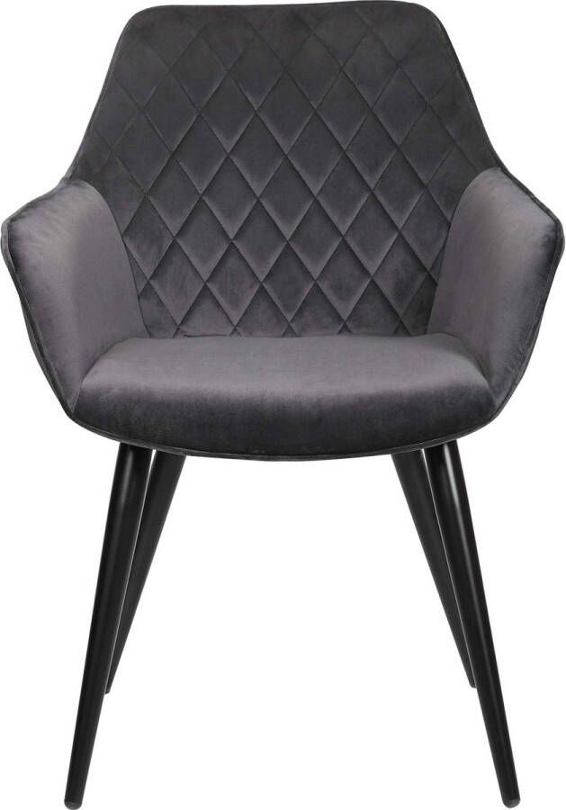 Rootz Living Rootz Eetkamerstoel Zitoplossing Lounge Seat Comfortstoel Fluwelen Kruk Fauteuil Elegante Zitstok Donkergrijs 41x45x84 cm