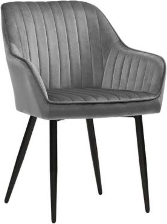 Rootz Living Rootz Eetkamerstoelen Fauteuil Set Van 2 Armleuningen Metaal Velvet Grijs Petrol 62 5 x 60 x 85 cm