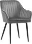 Rootz Living Rootz Eetkamerstoelen Fauteuil Set Van 2 Armleuningen Metaal Velvet Grijs Petrol 62 5 x 60 x 85 cm - Thumbnail 2