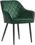 Rootz Living Rootz Eetkamerstoelen Set Van 2 Fauteuils Velvet Metaal Groen Grijs 62.5 x 60 x 85 cm - Thumbnail 2