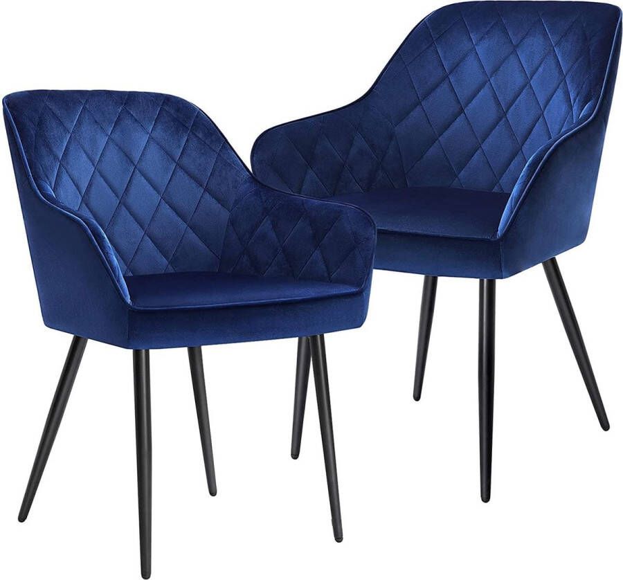 Rootz Living Rootz Eetkamerstoelen Set Van 2 Keukenstoelen Gestoffeerd Velvet Metaal Grijs Blauw 62 5 x 60 x 85 cm - Foto 2