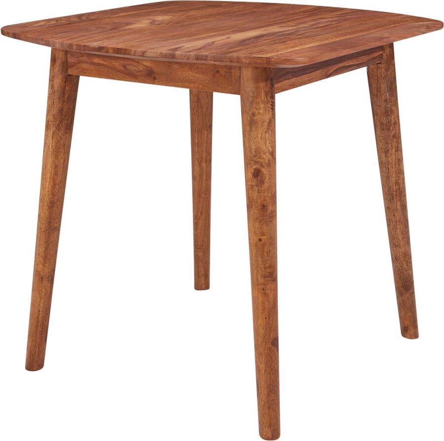 Rootz Living Rootz eetkamertafel Sheesham 80x78x80 cm massief houten tafel Design keukentafel hout Massief houten tafel Rustiek Eettafel Massief echt hout Modern