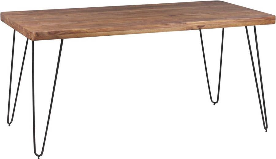 Rootz Living Rootz eettafel massief hout Sheesham 120cm eettafel houten tafel Metalen poten keukentafel Landhaus donkerbruin