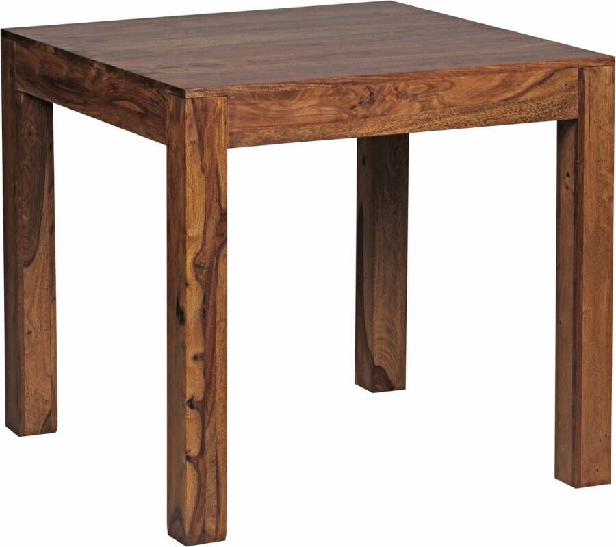Rootz Living Rootz eettafel massief hout sheesham 80 cm eetkamertafel houten tafel design keukentafel landelijke stijl donkerbruin