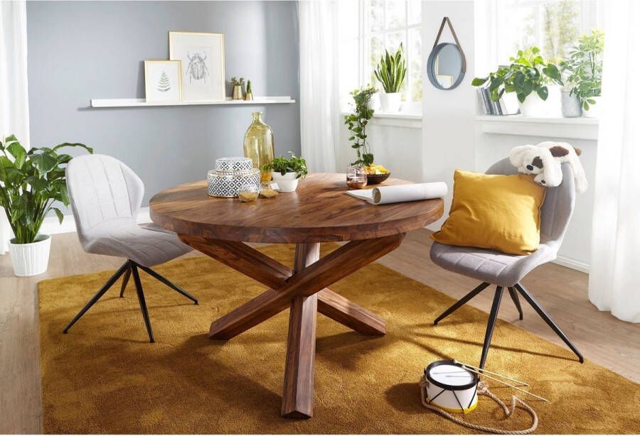 Rootz Living Rootz Eettafel Ronde Eettafel Massief Hout Houten Eettafel Keukentafel Bruin Ø 120 cm