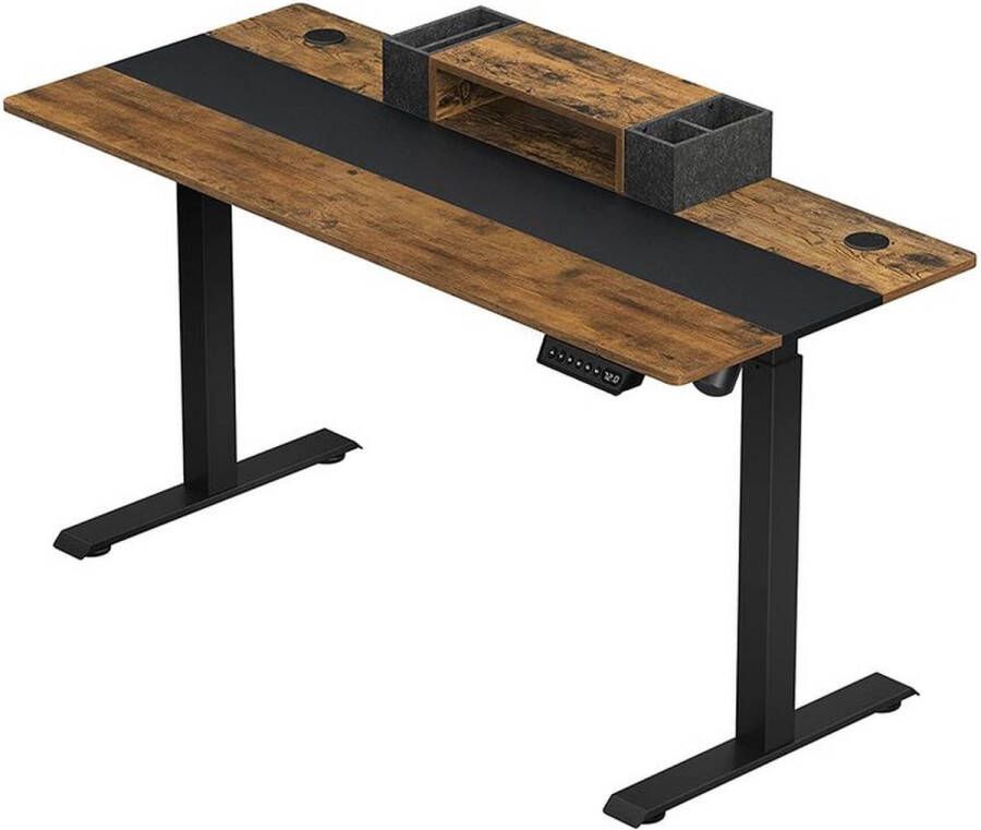 Rootz Living Rootz Elektrisch Bureau In Hoogte Verstelbaar Bureau Elektrisch Bureaustandaard Gaming Bureau Gaming Elektrisch Bureau Vintage Bruin-Zwart 140x60x(72-120)cm