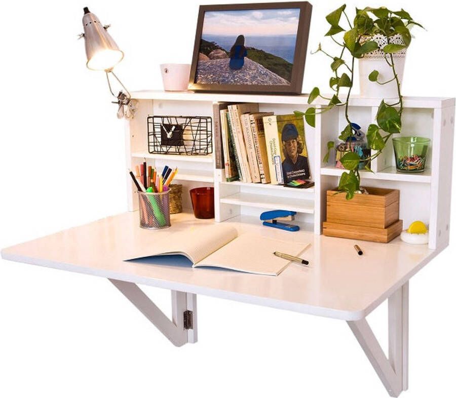 Rootz Living Rootz Folding Table Space-Saving Desk Versatile Dining Solution Modern Kitchen Organizer Sturdy Wall-Mounted Bar Table White 90x36x60cm