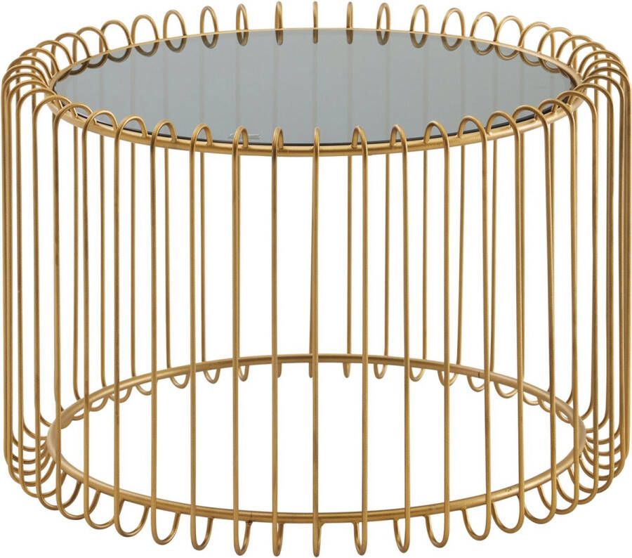 Rootz Living Rootz salontafel glas metaal 60x60x40 cm salontafel goud Design salontafel rond Kleine salontafel Modern bijzettafel woonkamer Rieten tafel uitneembaar tafelblad