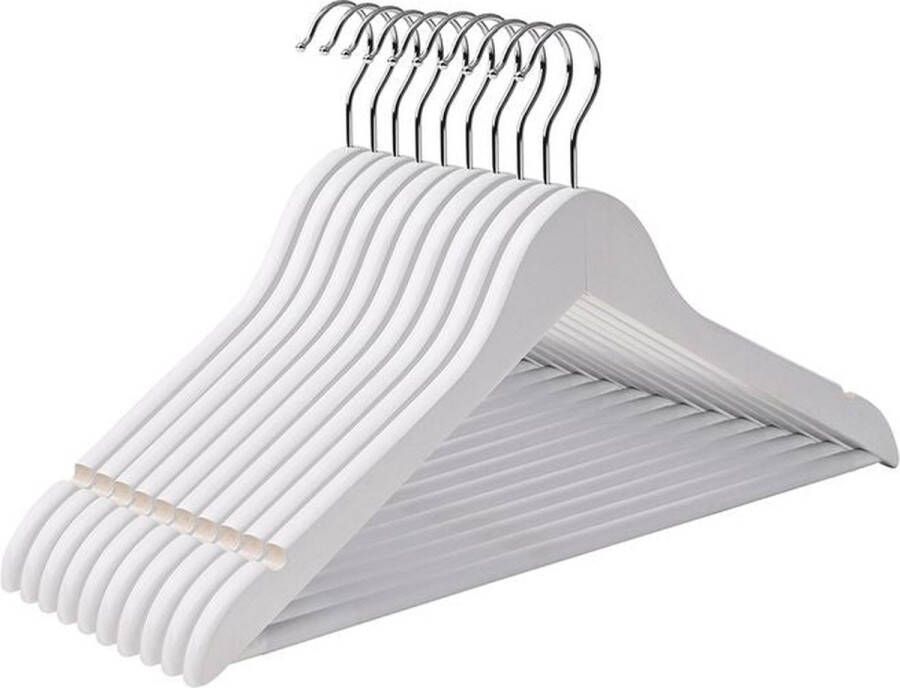 Rootz Living Rootz Hanger 10 Stuks Hangers Met Broekstang Kleerhanger Kledinghanger Kunststof Hanger Antislip Hanger Ruimtebesparende Hanger Wit 44 5 x 23 x 1 2 cm (B x H x D) - Foto 1