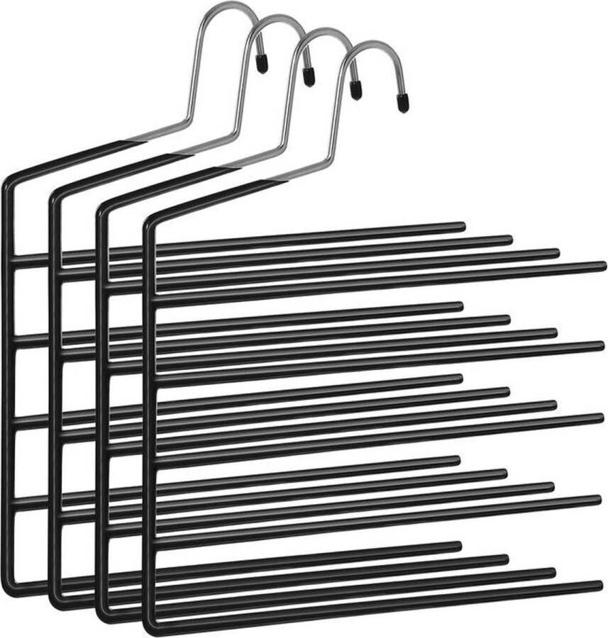 Rootz Living Rootz Hangers Meerdere Hangers Set Van 4 Hangers Kleerhangers Kunststof Hangers Antislip Hangers Ruimtebesparende Hangers Metaal Met PVC Coating Zwart 32 x 0 5 x 35 cm (L x B x H)