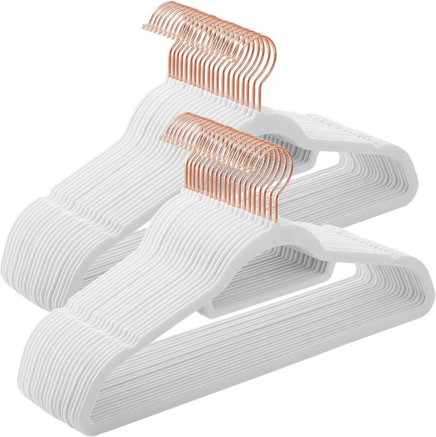 Rootz Living Rootz hangers set van 50 hangers kinderkledinghanger kleerhangers plastic hangers antislip hangers ruimtebesparende hangers ABS kunststof fluweel metalen haak wit 45 x 0 6 x 23 5 cm (L x B x H)