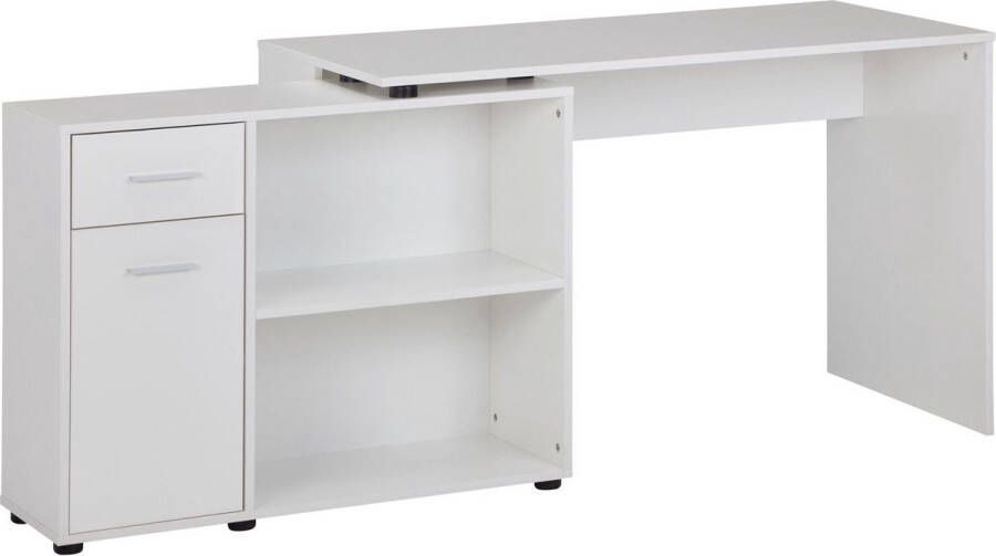 Rootz Living Rootz design hoekbureau met plank wit 120 x 75 5 x 106 5 cm Modern bureau Computertafel studeerkamer Hoekbureau thuiskantoor