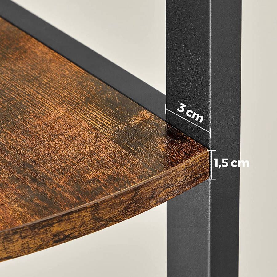 Rootz Living Rootz Hoekkast Boekenkast Plank Metaal Bewerkt Hout Bruin Zwart 30 x 30 x 150 cm