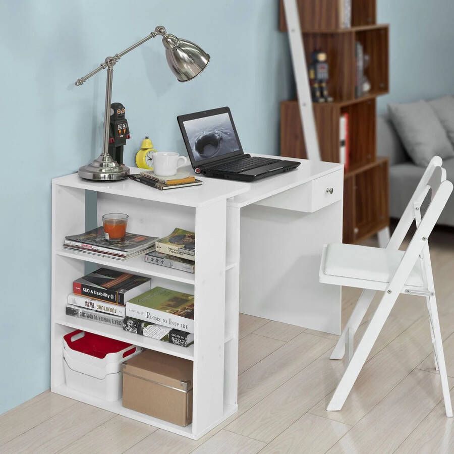 Rootz Living Rootz- Home Office Table Desk- Computer Desk Computer Workstation met opbergplanken