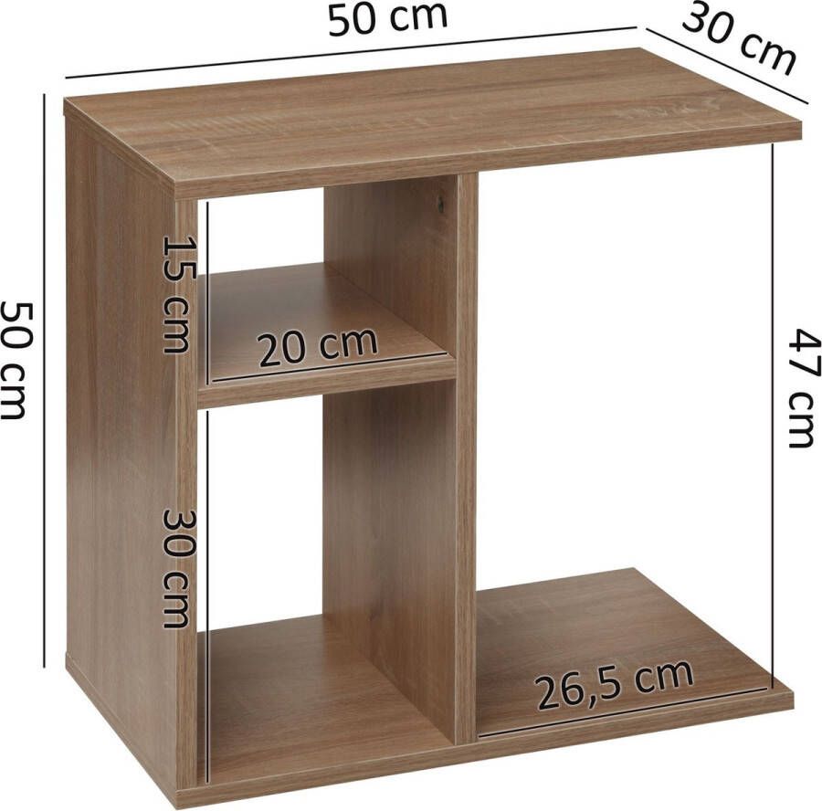 Rootz Living Rootz bijzettafel 50x50x30 cm hout Sonoma Design bijzettafel bank Salontafel klein modern Kleine salontafel vierkant Sofa tafel hoog Smalle tafel woonkamer