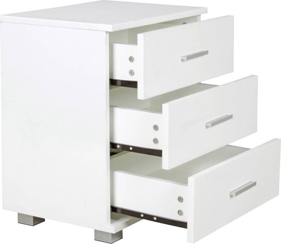 Rootz Living Rootz houten nachtkastje met 3 lades wit Design Nachtkastje 45 x 54 x 34 cm Klein nachtkastje