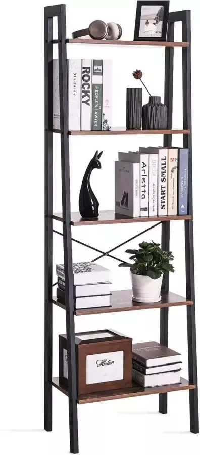 Rootz Living Rootz Industriële Boekenkast Boekenstandaard Ladderkast 5 Laags 56 x 34 x 172 cm