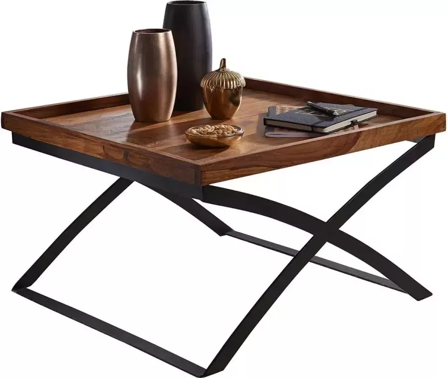 Rootz Living Rootz Industriële Salontafel Houten Woonkamertafel Hout 63 x 39 x 63 cm