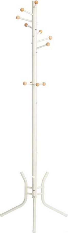 Rootz Living Rootz Kapstok Met 11 Stalen Kogelhaken Moderne Kapstok Hoge Staande Kapstok Elegante Stalen Kogeljas Organizer Hal Ingang Staal Wit 53 5 x 53 5 x 173 cm (L x B x H)