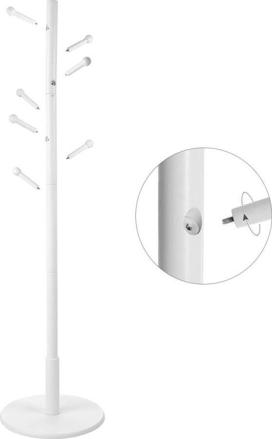 Rootz Living Rootz Kapstok Vrijstaand 7 Haken Afgeronde Haken Massief Rubberhout Wit 38 x 38 x 175 cm - Foto 2