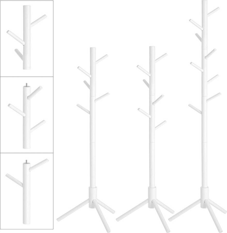 Rootz Living Rootz Kapstok Vrijstaand Kledingrek Massief Hout 8 Haken Boomvormig Grijs Wit 47 x 47 x 175 cm