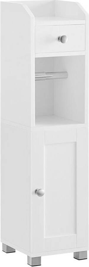 Rootz Living Rootz Kast Met Toiletrolhouder Badkamer Opbergkast Houten Kast Vrijstaande Kast MDF Wit 20 x 18 x 76 7 cm (D x B x H)