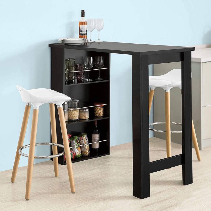 Rootz Living Rootz keukeneettafel bartafel salontafel met opbergrek op 3 niveaus