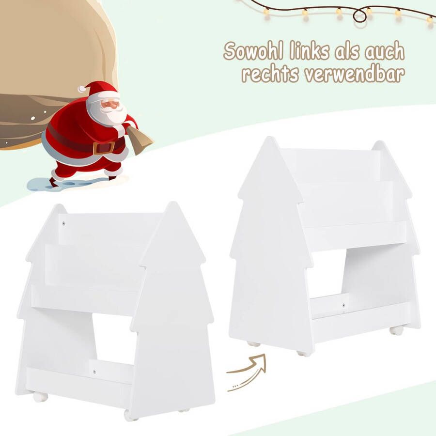 Rootz Living Rootz Kinderboekenplank in boomvorm Kinderboekenkast Verhalenrek Literatuurstandaard Leesorganizer Displayplank Wit 60x71x38 5 cm