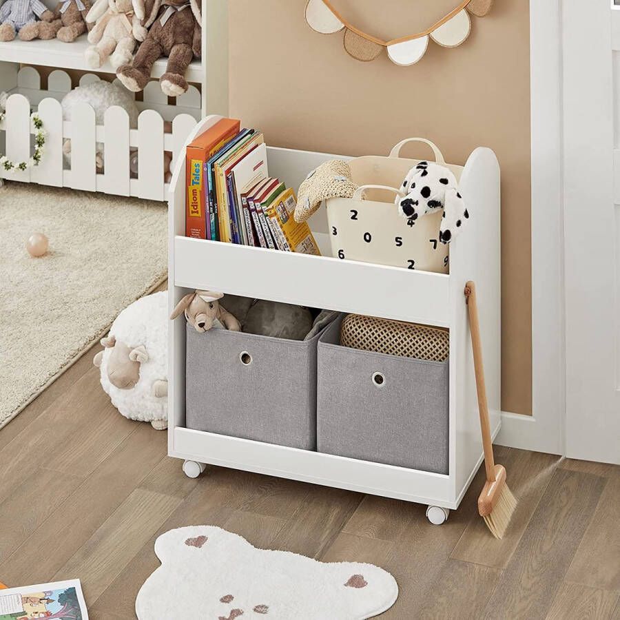 Rootz Living Rootz Kinderen Kinderspeelgoed Plank Boekenkast Boekenplank Opslag Display Plank Rack Organizer Houder met 2 Planken 1 Lade
