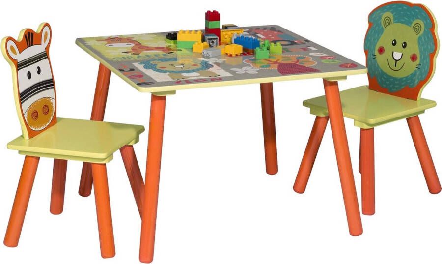 Rootz Living Rootz Kindertafel en -stoelen Kinderzitset Speelkamermeubilair Activiteitentafelset Peuterbureau Creatieve ruimte Meerkleurig 60x60x44 cm
