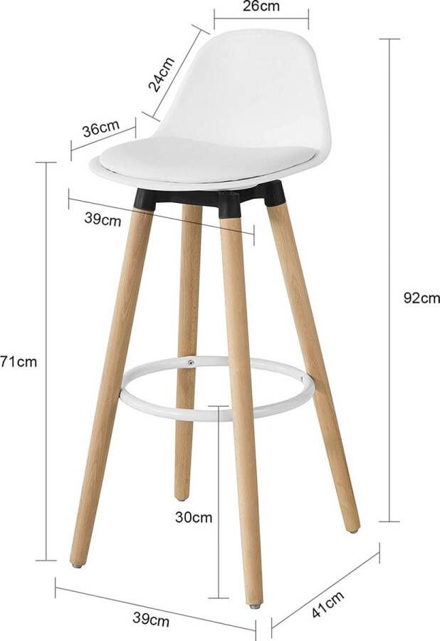 Rootz Living Rootz Kitchen Breakfast Barkruk met PU-lederen gevoerde zitting en beukenhouten poten - Foto 2