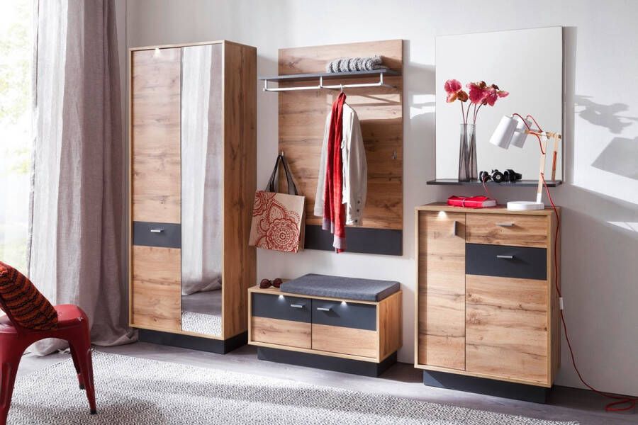 Rootz Living Rootz Kledingkast Kasten met Spiegel Bruin 69 x 191 x 35 cm - Foto 2