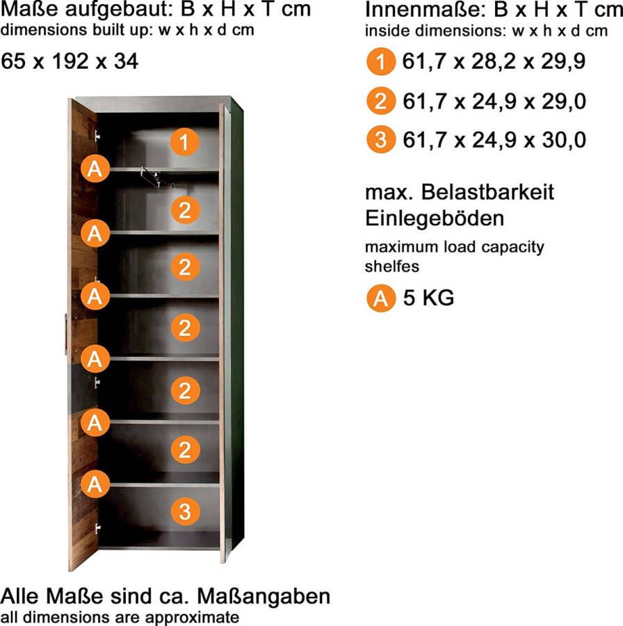 Rootz Living Rootz Kledingkast Kasten met Spiegel Bruin en Zwart 65 x 192 x 37 cm