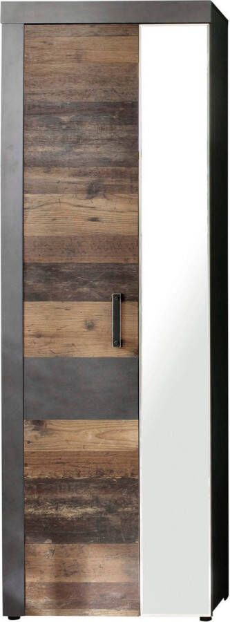 Rootz Living Rootz Kledingkast Kasten met Spiegel Bruin en Zwart 65 x 192 x 37 cm