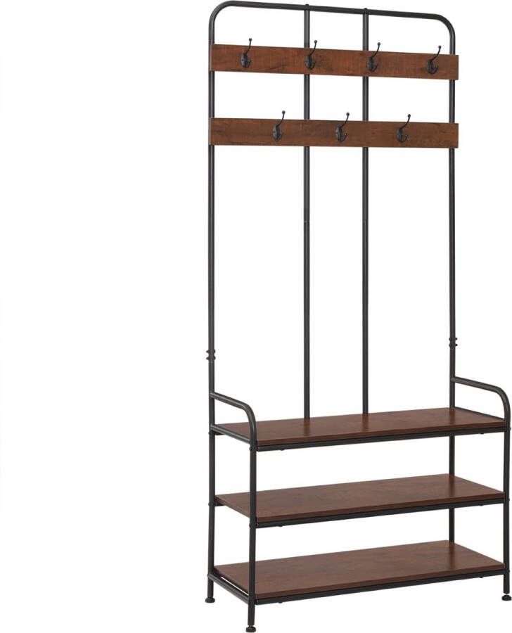 Rootz Living Rootz Kledingrek Kledingstandaard Kledingkastrail Kledinghouder Kleerhanger Kledingdisplay Opbergorganisator Donker Beuken + Zwart 84x180x36 cm