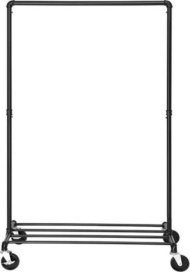 Rootz Living Rootz Kledingrek Robuust Kledingrek Industriële Stijl Draagbare Kledingstandaard Vrijstaande Kledingorganizer Mobiele Kledingopberger Gepoedercoate Ijzeren Pijpen Zwart 100 x 163 x 49 cm (B x H x D)
