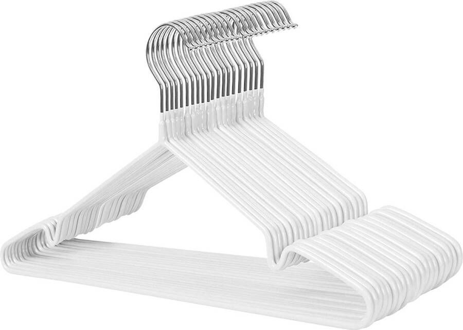 Rootz Living Rootz Kleerhangers 20 Stuks Antislip Inkepingen Metaal Overhemden Jurken Tops Wit