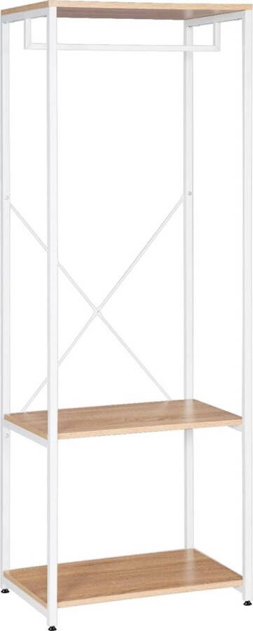 Rootz Living Rootz Kleiderständer Kledingrek Garderobestandaard Kledingorganisator Kapstokkendisplay Hangende opberger Kledingvitrine Wit + licht eiken 40 x 167 x 60 cm