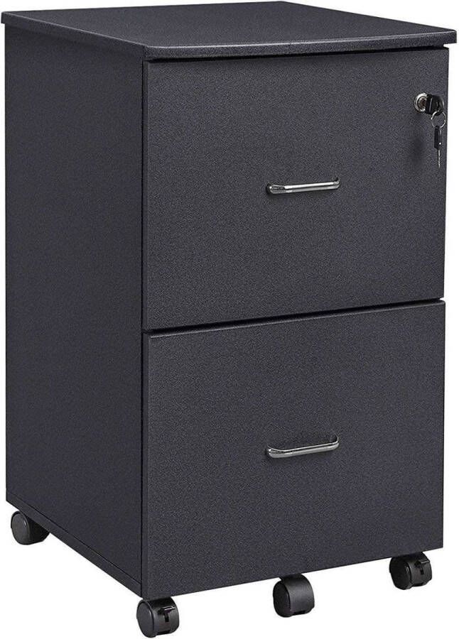 Rootz Living Rootz Ladeblok Zwart Locker Op Wielen Kantoorkast Rolcontainer 71 x 51 x 16 cm