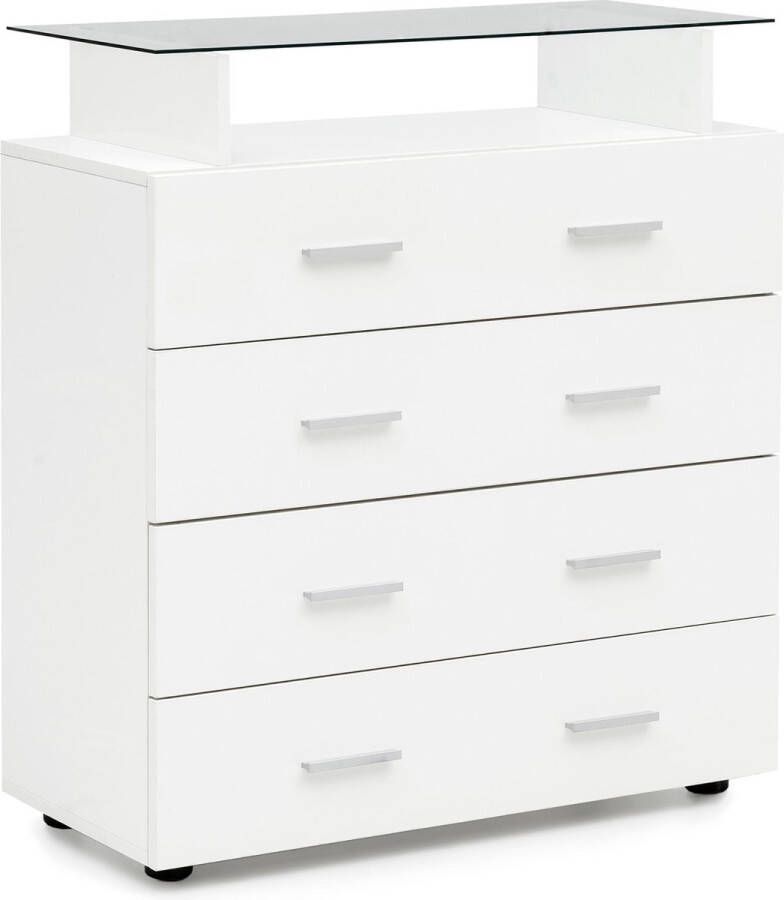 Rootz Living Rootz Ladekast Dressoir Halkast Opbergkast Kast met Laden Wit 3 Laden