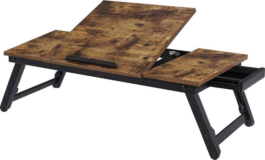 Rootz Living Rootz Laptoptafel Laptopstandaard Notebooktafel Ontbijtlade Opklapbare Poten In Hoogte Verstelbaar Tot 14 3 Inch Bruin Zwart 71 x 35 x 23 cm