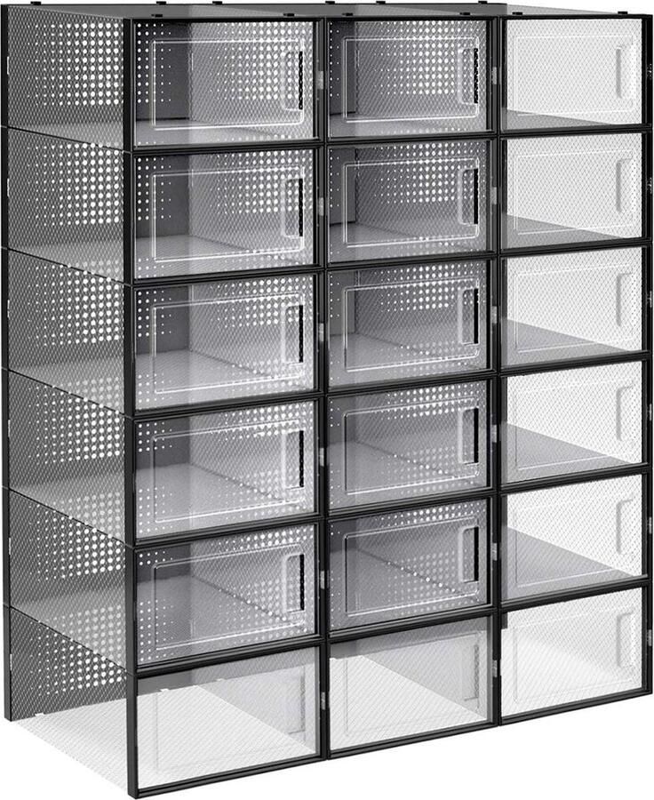 Rootz Living Rootz 18-delige set schoenendozen schoenenopslagcontainers schoenorganisatoren efficiënte schoenenopslag stofvrije schoenenopslag ruimtebesparende schoenendozen 33 3 cm x 23 cm x 14 cm